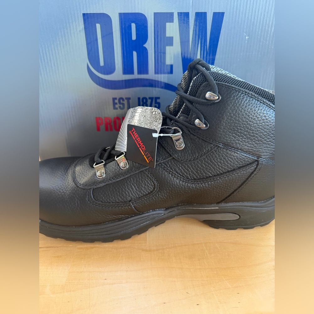 NEW Drew Rockford Men's 13M Waterproof Black Leather Hiking Work Boots Diabetic - Picture 8 of 14